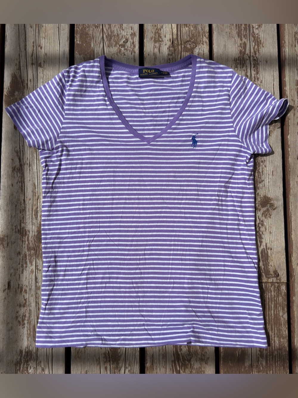 Polo by Ralph Lauren Lavender & White Striped V-Neck